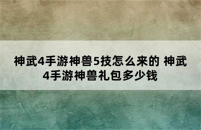 神武4手游神兽5技怎么来的 神武4手游神兽礼包多少钱